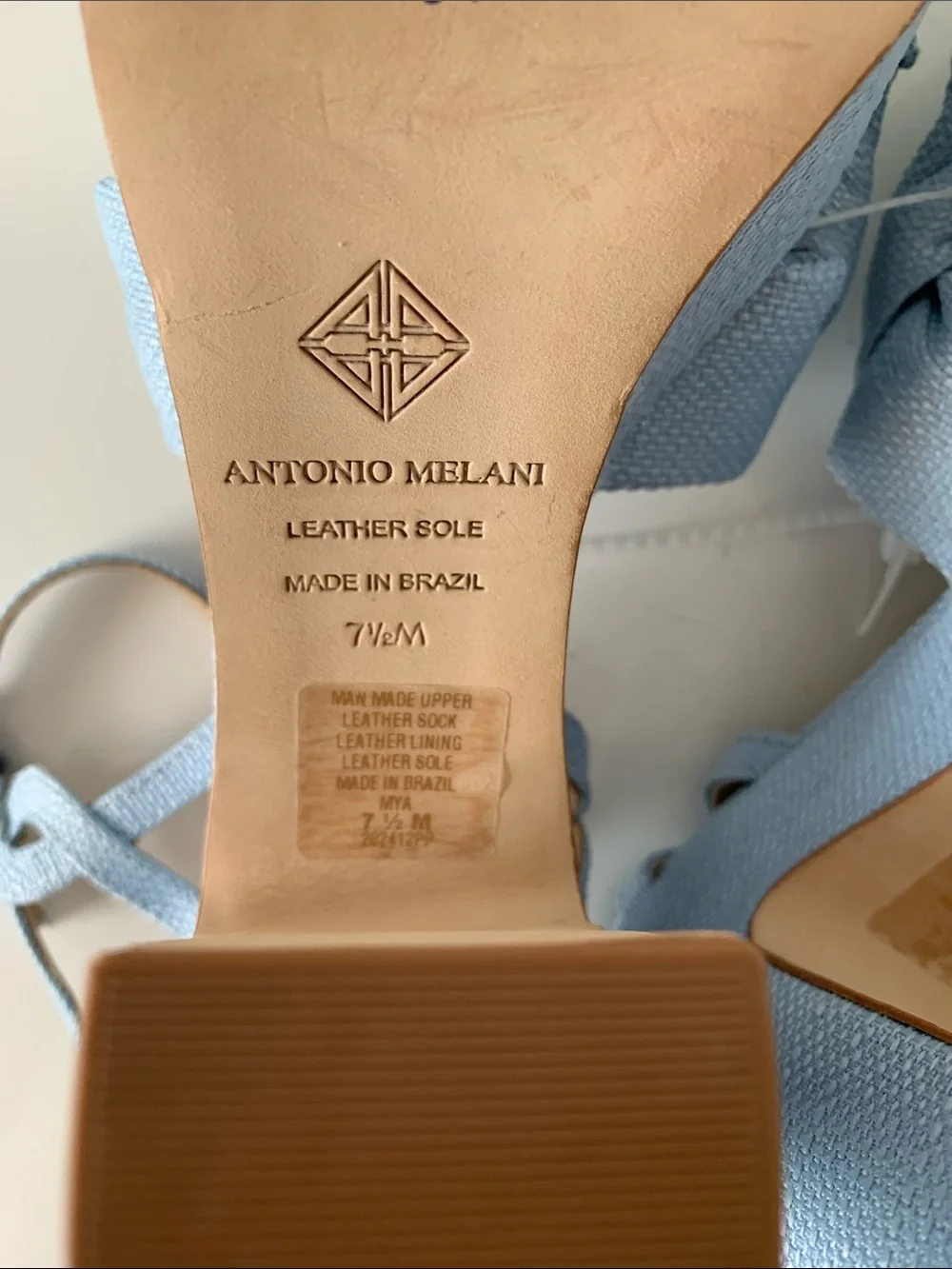 NWT ANTONIO MELANI Light Blue Mya Braided Platform Block Heel Sandalse Size 7,5